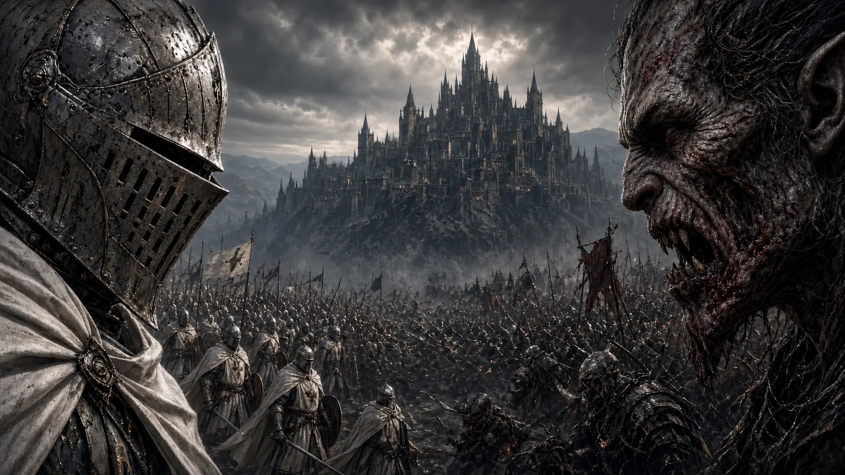 The knight and the shadowed cathedral of Bellum Post Vita